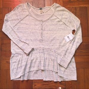 NWT Free People Henley with waterfall hem